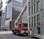 Wirkt etwas überproportoniert, der kleine MAN TGM 18.280 mit dieser recht gewaltigen Teleskoparbeitsbühne der Fa.